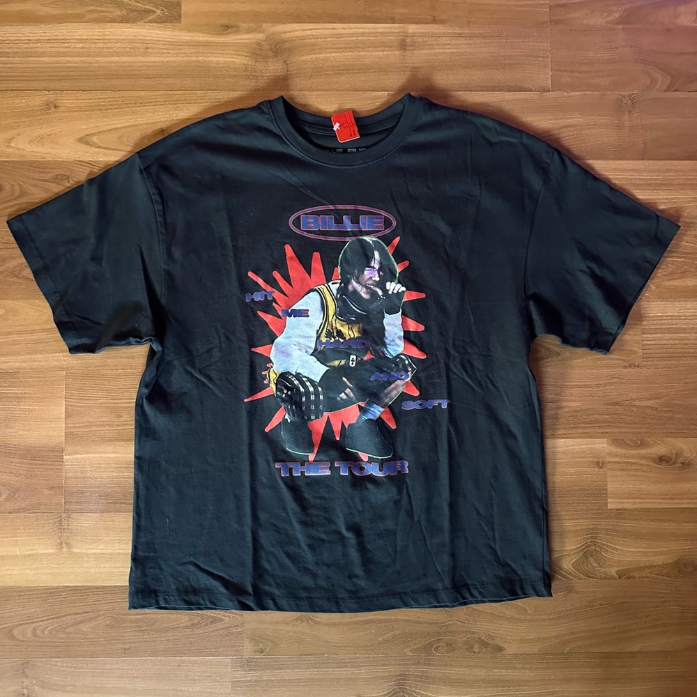 Hot Topic Black Graphic Billie Eilish The Tour Tee with Red Accents